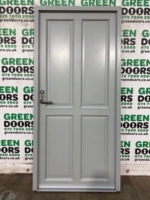 SOLID WOOD FRONT DOOR AGATE GREY FULL PANEL MODERN EXTERNAL EXTERIOR RATIONEL