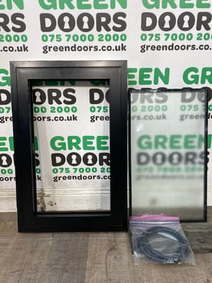 SMALL BATHROOM CASEMENT WINDOW ORIGIN ALUMINIUM BLACK EXTERNAL FROSTED GLASS