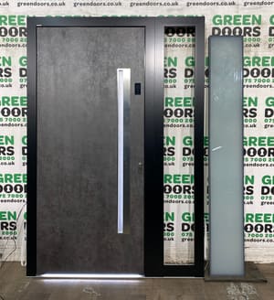 MODERN FRONT DOOR WITH SIDE LIGHT INDUSTRIAL LONG BAR HANDLE INTERNORM NEW