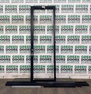 THIN NARROW BACK DOOR ALL GLASS ALUMINIUM ORIGIN BLACK EXTERNAL EXTERIOR