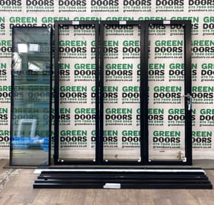 ORIGIN BI-FOLDING GREY DOORS ALUMINIUM SLIDERS ANTHRACITE RAL 7016 EXTERIOR ALI