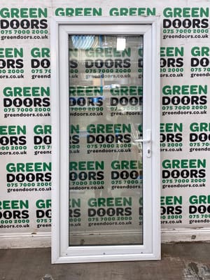 FULL GLASS BACK DOOR WHITE UPVC EXTERNAL DOUBLE GLAZED EXTERIOR INWARDS PLASTIC