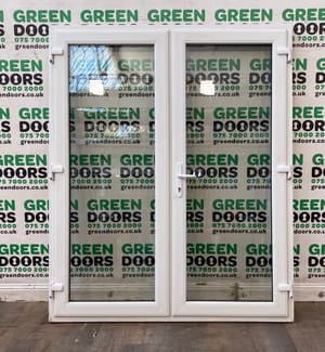 WIDE WHITE FRENCH DOORS UPVC DOUBLE GLAZED EXTERNAL EXTERIOR OUTWARDS PLASTIC