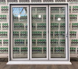 WHITE UPVC BIFOLDING DOOR BI-FOLDS 3 PANE DOUBLE GLAZED SLIDERS PATIO EXTERIOR