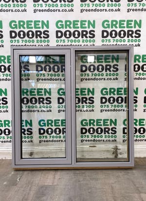 SOLID OAK CASEMENT WINDOW ALUMINIUM GREY EXTERNAL DOUBLE GLAED WOODEN BRAND NEW