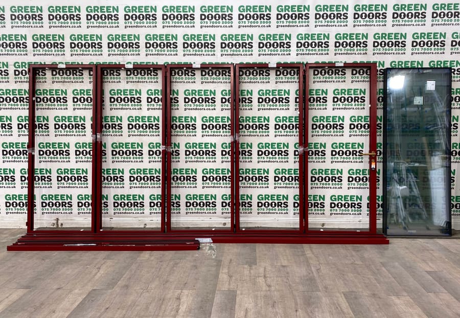 Red Aluminium Bi-folding doors